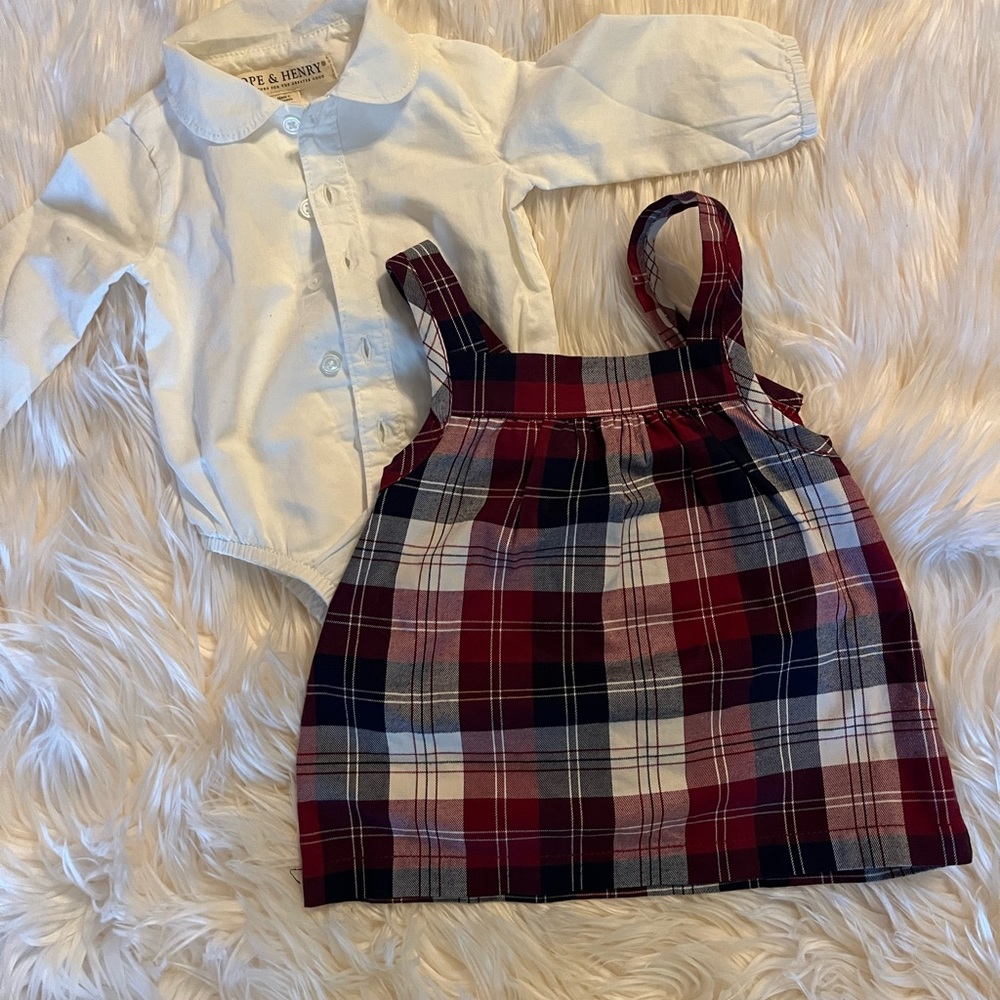 Hope & Henry Layette Baby Girl Long Sleeve Bodysuit and Jumper Set